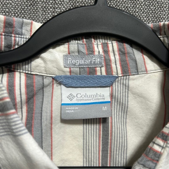 Columbia Mens Short Sleeve Button Up Shirt Lot 2 Plaid Striped Cotton Green M - Picture 3 of 10